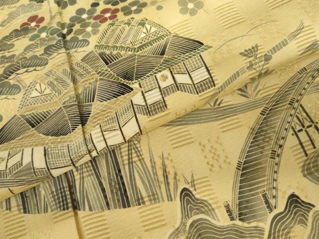 平和屋着物●訪問着　花倉織　渡り橋松竹梅文　正絹　逸品　AABJ8615cs