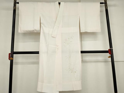 平和屋着物●長襦袢　無双仕立て　手描き　絞り　枝花文　正絹　逸品　未使用　AABJ8621cs