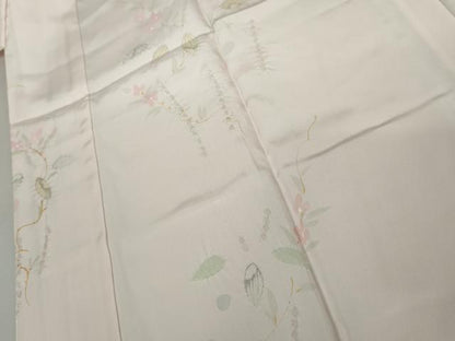 平和屋着物●長襦袢　無双仕立て　手描き　絞り　枝花文　正絹　逸品　未使用　AABJ8621cs