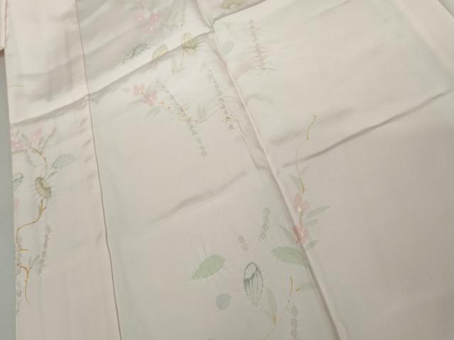 平和屋着物●長襦袢　無双仕立て　手描き　絞り　枝花文　正絹　逸品　未使用　AABJ8621cs