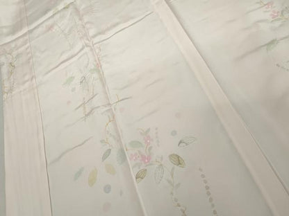 平和屋着物●長襦袢　無双仕立て　手描き　絞り　枝花文　正絹　逸品　未使用　AABJ8621cs