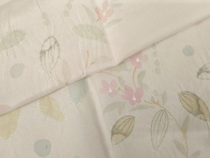 平和屋着物●長襦袢　無双仕立て　手描き　絞り　枝花文　正絹　逸品　未使用　AABJ8621cs