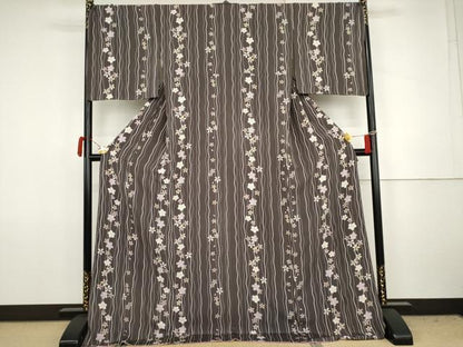 平和屋着物●上質な小紋　舞桜間道　京都きもの友禅扱い　ロング丈　正絹　逸品　未使用　AABJ8623cs