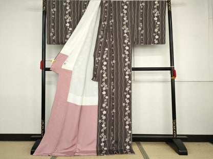 平和屋着物●上質な小紋　舞桜間道　京都きもの友禅扱い　ロング丈　正絹　逸品　未使用　AABJ8623cs