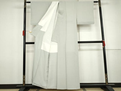 平和屋着物●上質な色無地　白藍色　正絹　逸品　AABJ8624cs