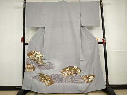 平和屋着物●豪華色留袖　駒刺繍　地紙草花文　暈し染め　金彩　ますいわ屋扱い　正絹　逸品　AABJ8626cs