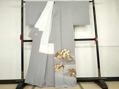平和屋着物●豪華色留袖　駒刺繍　地紙草花文　暈し染め　金彩　ますいわ屋扱い　正絹　逸品　AABJ8626cs