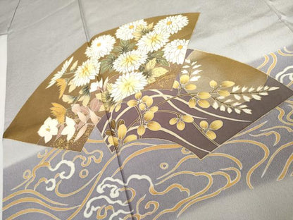 平和屋着物●豪華色留袖　駒刺繍　地紙草花文　暈し染め　金彩　ますいわ屋扱い　正絹　逸品　AABJ8626cs