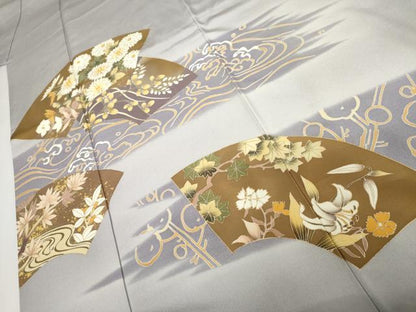 平和屋着物●豪華色留袖　駒刺繍　地紙草花文　暈し染め　金彩　ますいわ屋扱い　正絹　逸品　AABJ8626cs