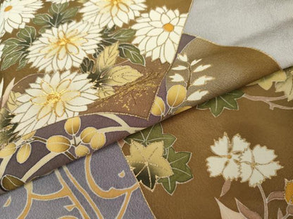 平和屋着物●豪華色留袖　駒刺繍　地紙草花文　暈し染め　金彩　ますいわ屋扱い　正絹　逸品　AABJ8626cs
