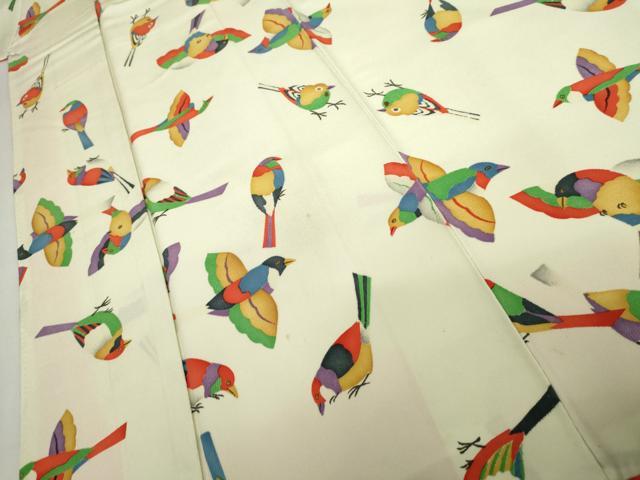 平和屋着物●上質な小紋　鳥　正絹　逸品　AABJ8630cs