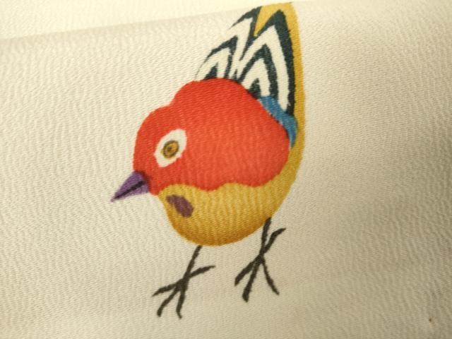 平和屋着物●上質な小紋　鳥　正絹　逸品　AABJ8630cs