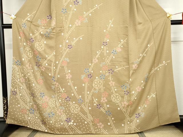 平和屋着物●訪問着　絞り　枝梅　正絹　逸品　AABJ8631cs