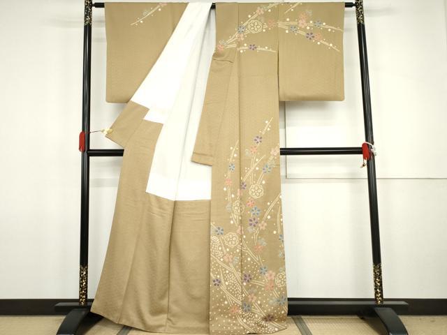 平和屋着物●訪問着　絞り　枝梅　正絹　逸品　AABJ8631cs