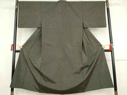 平和屋着物●男性　紬　縞　胴抜き仕立て　正絹　逸品　AABJ8632cs