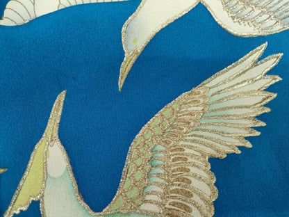 平和屋着物●訪問着　刺繍　鳳凰　金糸　金彩　正絹　逸品　AABJ8634cs