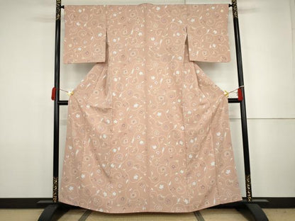 平和屋着物●上質な小紋　花唐草文　正絹　逸品　AABJ8635cs