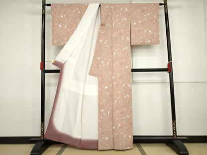 平和屋着物●上質な小紋　花唐草文　正絹　逸品　AABJ8635cs