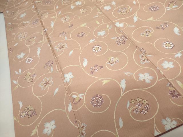 平和屋着物●上質な小紋　花唐草文　正絹　逸品　AABJ8635cs