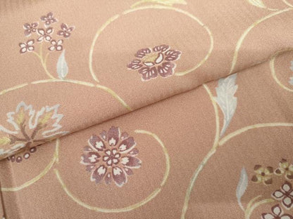 平和屋着物●上質な小紋　花唐草文　正絹　逸品　AABJ8635cs