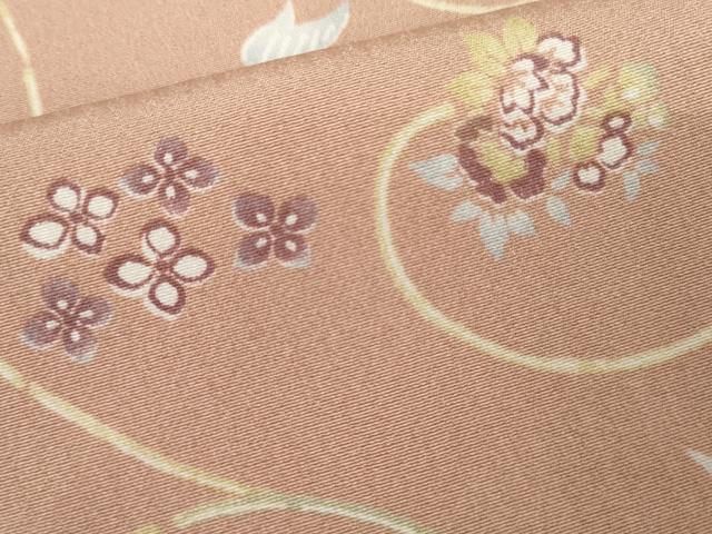 平和屋着物●上質な小紋　花唐草文　正絹　逸品　AABJ8635cs