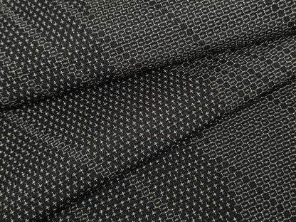 平和屋着物●本塩沢　110亀甲　斜縞　黒地　正絹　逸品　AABJ8637cs
