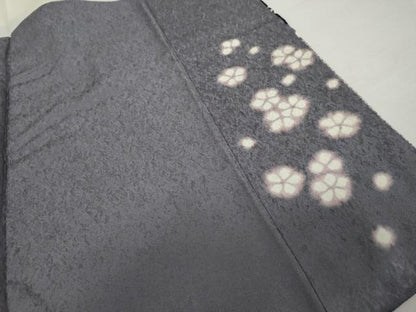 平和屋着物●訪問着　絞り　道長吉祥花文　銀彩　正絹　逸品　AABJ8639cs