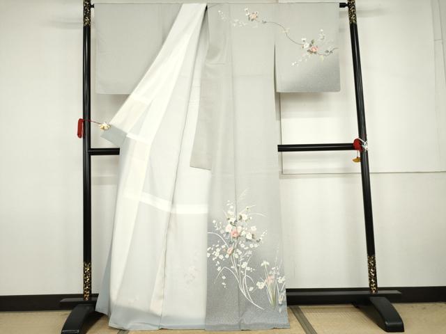 平和屋着物●訪問着　友禅　枝花文　暈し染め　正絹　逸品　未使用　AABJ8640cs