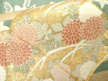 平和屋着物●訪問着　駒刺繍　冊子花文　金彩　正絹　逸品　AABJ8643cs