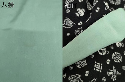 平和屋着物●上質な小紋　型染め　吉祥花宝尽くし　黒地　正絹　逸品　AABJ8656cs