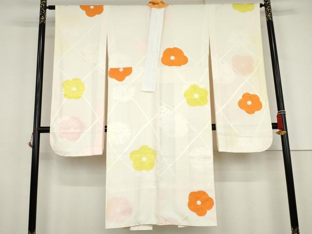 平和屋着物●振袖用長襦袢　袷　舞花文　暈し染め　半衿刺繍　正絹　逸品　AABJ8661cs