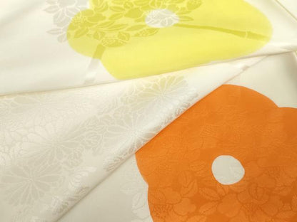 平和屋着物●振袖用長襦袢　袷　舞花文　暈し染め　半衿刺繍　正絹　逸品　AABJ8661cs