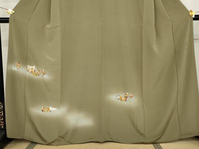 平和屋着物●伝統工芸士　吉岡肇　訪問着　鴛鴦　暈し染め　金彩　正絹　逸品　AABJ8662cs