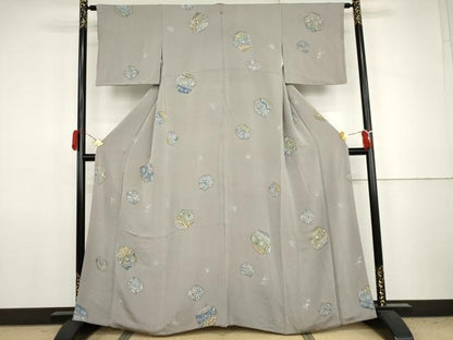 平和屋着物●上質な小紋　花丸文　鬼しぼ縮緬　西武百貨店扱い　正絹　逸品　AABJ8663cs