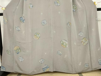 平和屋着物●上質な小紋　花丸文　鬼しぼ縮緬　西武百貨店扱い　正絹　逸品　AABJ8663cs