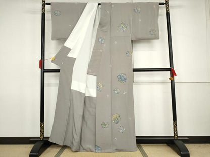平和屋着物●上質な小紋　花丸文　鬼しぼ縮緬　西武百貨店扱い　正絹　逸品　AABJ8663cs