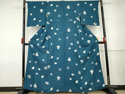 平和屋着物●上質な小紋　葡萄舞蝶文　正絹　逸品　AABJ8665cs