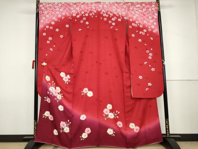 平和屋着物●豪華振袖　舞桜　暈し染め　正絹　逸品　AABJ8667cs