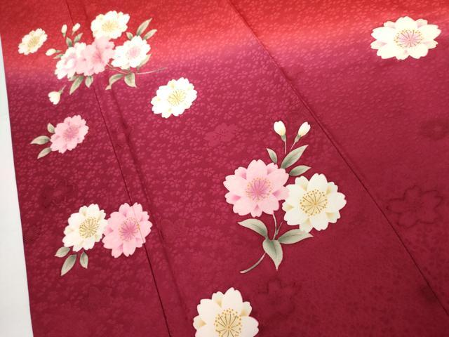 平和屋着物●豪華振袖　舞桜　暈し染め　正絹　逸品　AABJ8667cs