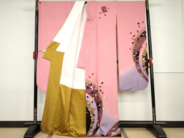 平和屋着物●豪華振袖　ホログラム　色紙舞桜　金彩　正絹　逸品　AABJ8669cs
