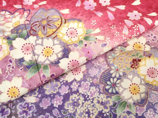 平和屋着物●豪華振袖　舞桜文　暈し染め　金彩　正絹　逸品　AABJ8670cs