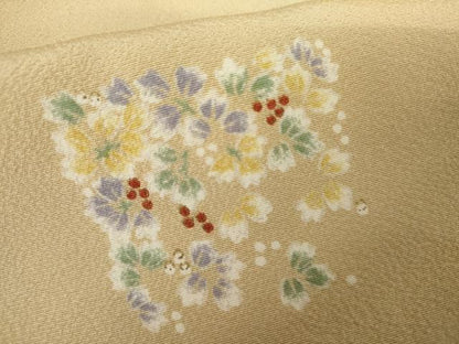 平和屋着物●上質な小紋　葡萄文　金彩　正絹　逸品　AABJ8672cs