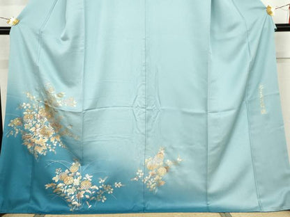 平和屋着物●金彩友禅　卓越技能者・名工・和田光正　訪問着　光正高蒔絵　草花文　暈し染め　金銀彩　正絹　逸品　AABJ8676cs