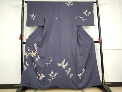 平和屋着物●創業460年・千總　訪問着　駒刺繍　枝花文　正絹　逸品　AABJ8679cs