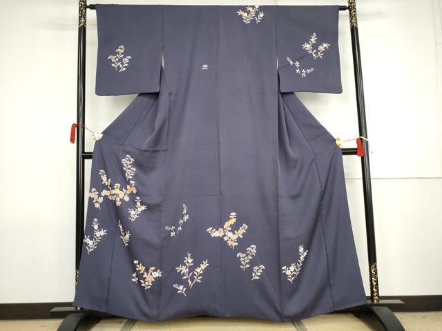 平和屋着物●創業460年・千總　訪問着　駒刺繍　枝花文　正絹　逸品　AABJ8679cs