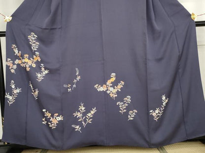 平和屋着物●創業460年・千總　訪問着　駒刺繍　枝花文　正絹　逸品　AABJ8679cs