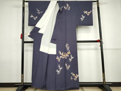 平和屋着物●創業460年・千總　訪問着　駒刺繍　枝花文　正絹　逸品　AABJ8679cs