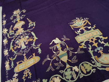 平和屋着物●創業130年　江戸染繍友禅　大彦　訪問着　刺繍　花鳥文　金銀糸　金彩　正絹　逸品　AABJ8681cs