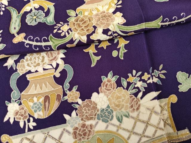 平和屋着物●創業130年　江戸染繍友禅　大彦　訪問着　刺繍　花鳥文　金銀糸　金彩　正絹　逸品　AABJ8681cs