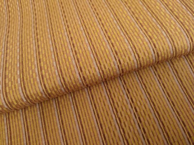 平和屋着物●山下八百子　本場黄八丈　紬　市松綾織　縞　正絹　逸品　AABJ8682cs